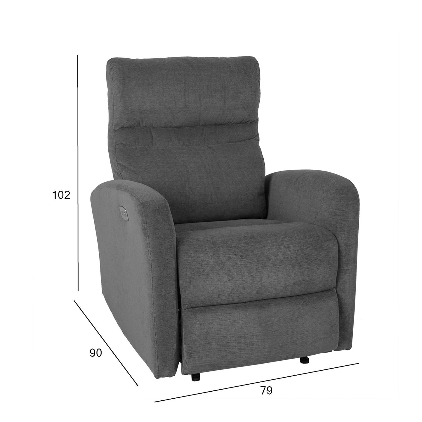 Atpūtas krēsls SAHARA ar elektrisko mehānismu 79x90xH102cm, krāsa: pelēks