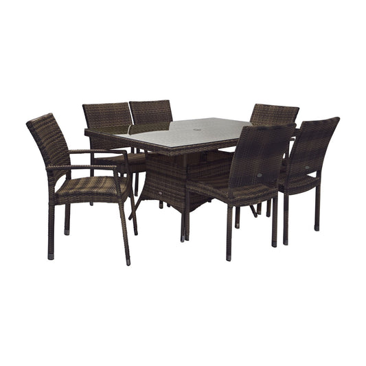 Garden furniture set WICKER table and 4+2 chairs, dark-brown 