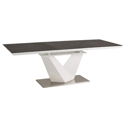 Table ALARAS II BLACK STONE EFFECT / WHITE LACQUER140(200)X85