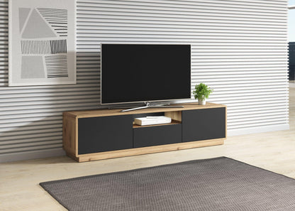 Aston - 2D 1D TV skapītis; 1 nodaļa 180 cm (Taurus - Black Supermat) - Easy Home