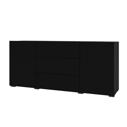 AVA - Chest of drawers with 2 doors and 3 drawers / Black ONYX-Votan oak