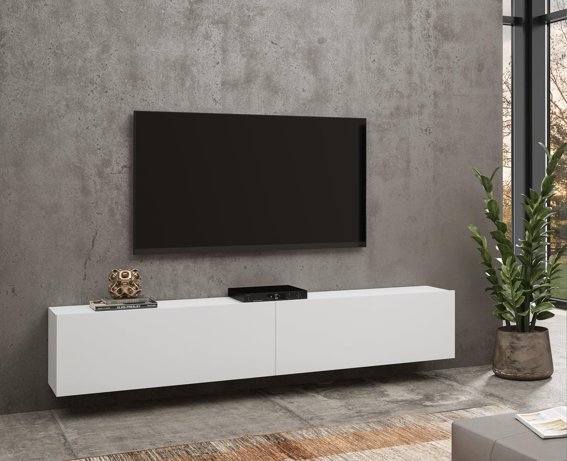 AVA - TV skapis 2 plaukti / Balts Votan ozols un balts - Easy Home