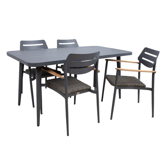 Set WALES table, 4 chairs, dark gray 