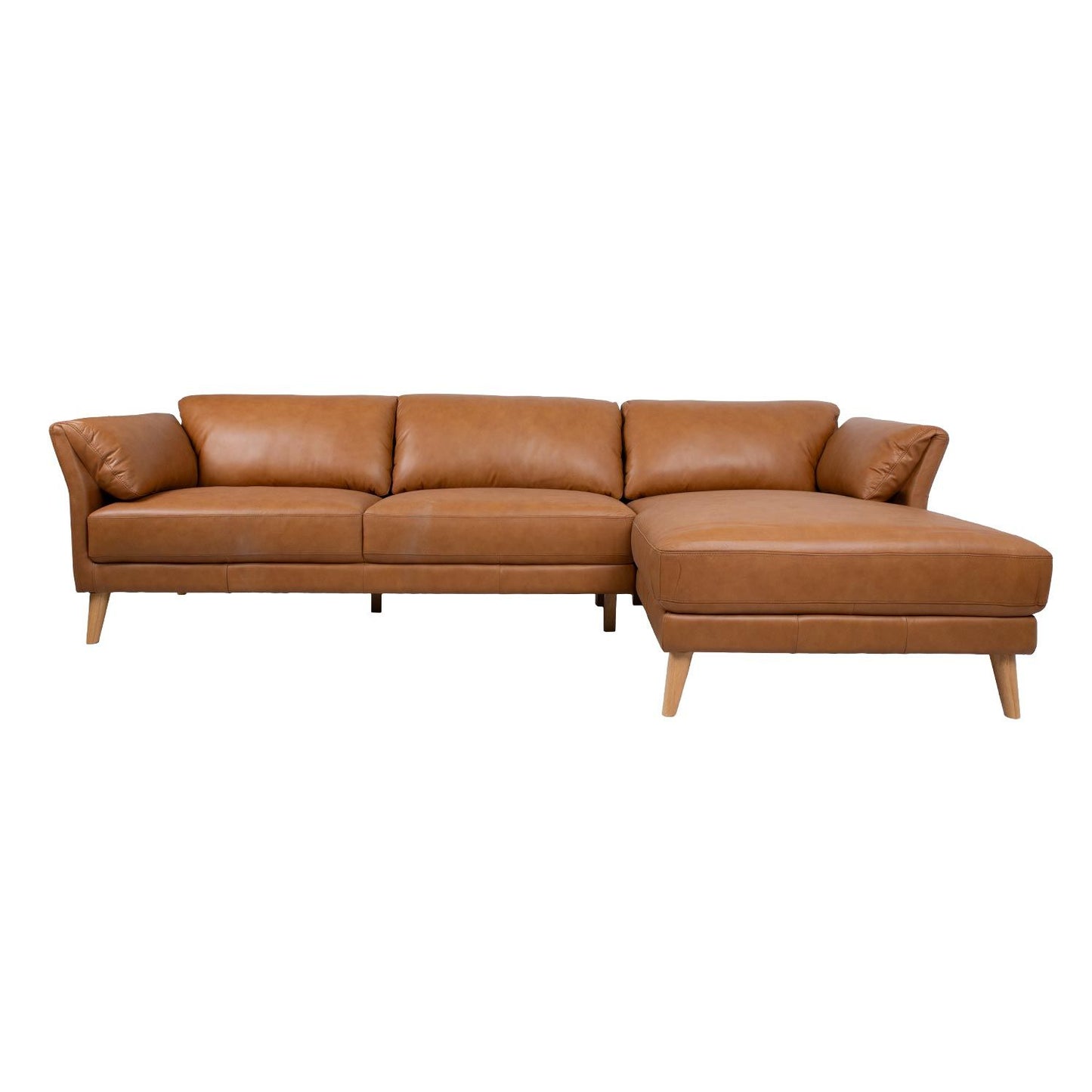 Corner sofa COLLINS LS, cognac brown leather 