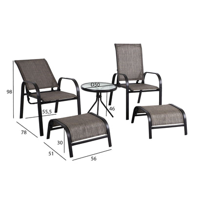 Garden furniture set DAKOTA table, 2 chairs, 2 footstools 