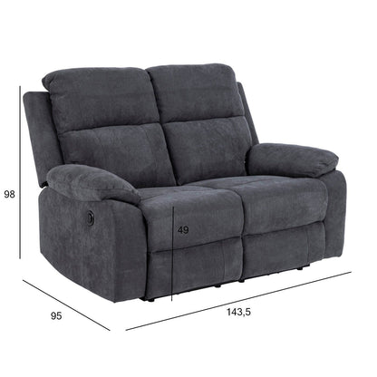 Regliner Sofa MORA 2-seater, electric, dark gray