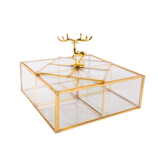 Glass box BERYL 18x18xH6cm, gold