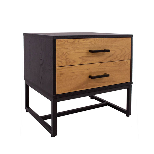 Bedside table AMSTERDAM 50x40xH50cm, oak/black melamine 