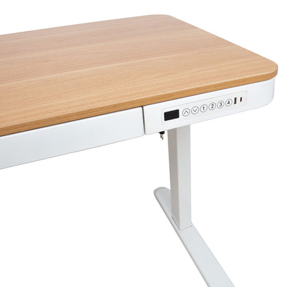 Desk ERGO with 1 motor 120x60xH72-121cm, white/oak 