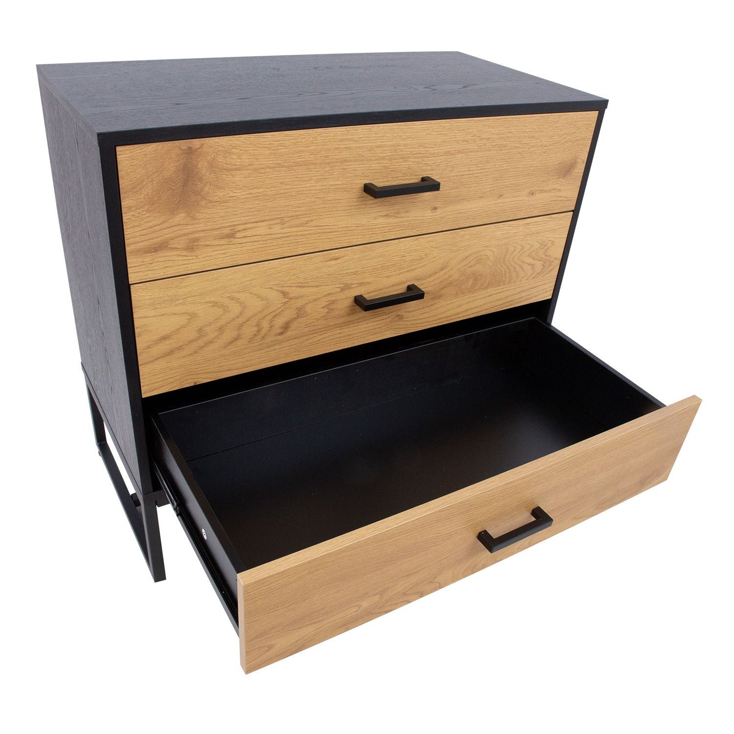 Chest of drawers AMSTERDAM 80x40xH75cm, oak/black