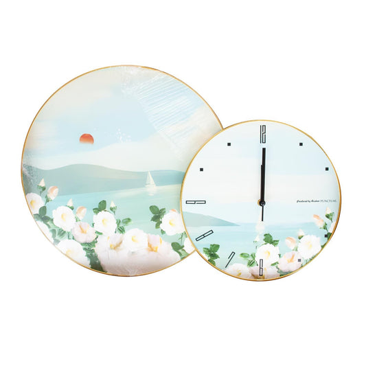 Wall clock NORA with attel 40x60cm, flowers