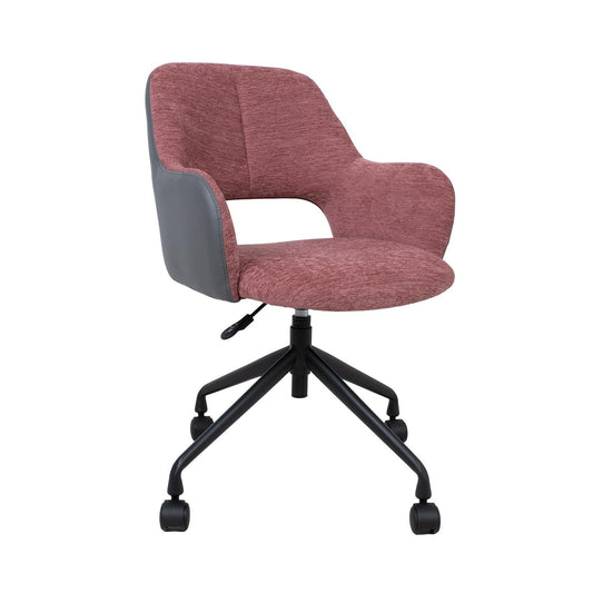 Work chair KENO with castors, dark Pink / Grey 