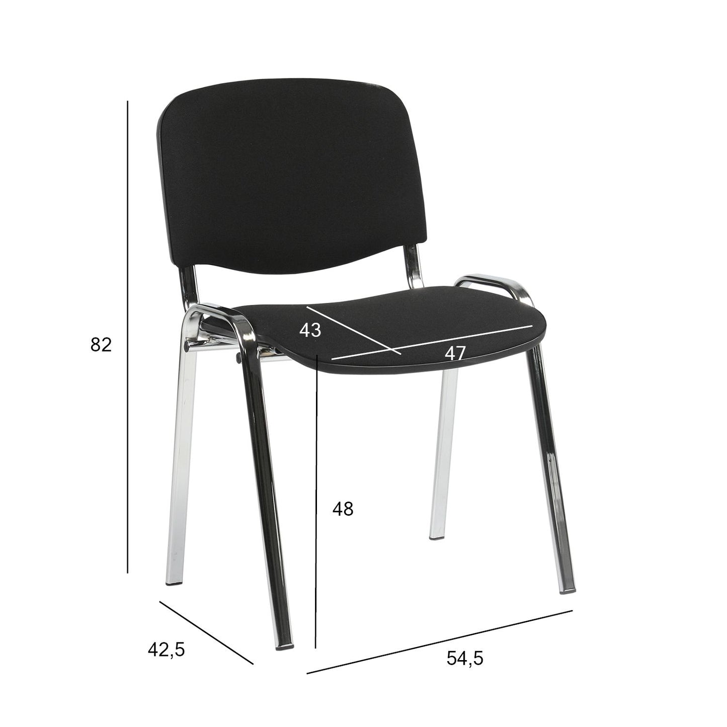 Klienta krēsls ISO 54,5xD42,5xH82/47cm, sēdeklis:audums, krāsa: melns, rāmis: hroms