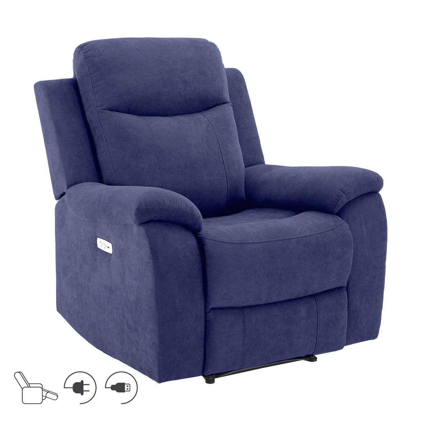 Lounge chair MILO 97x96xH103cm, with electric mechanism, blue 