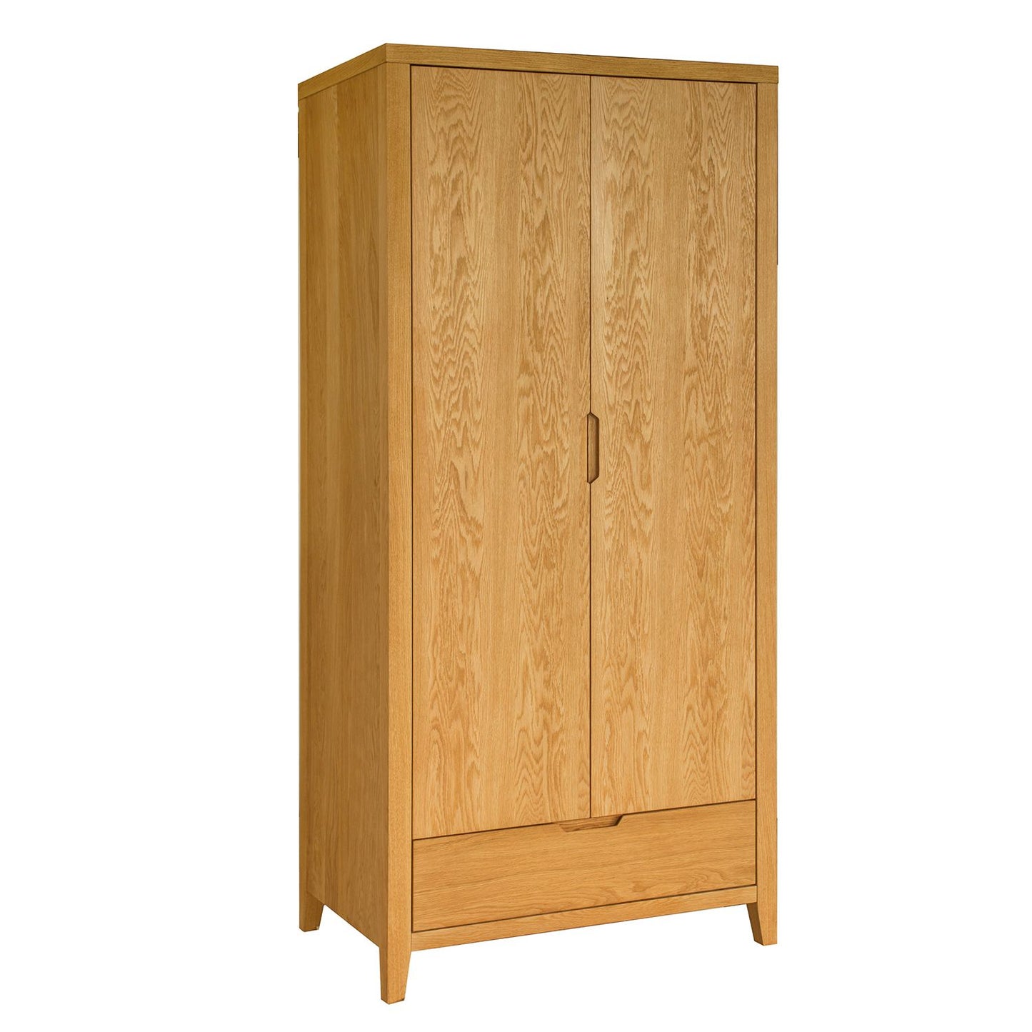 CHAMBA wardrobe with 2 doors and 1 drawer, 90x58xH198cm, wood: oak veneer 