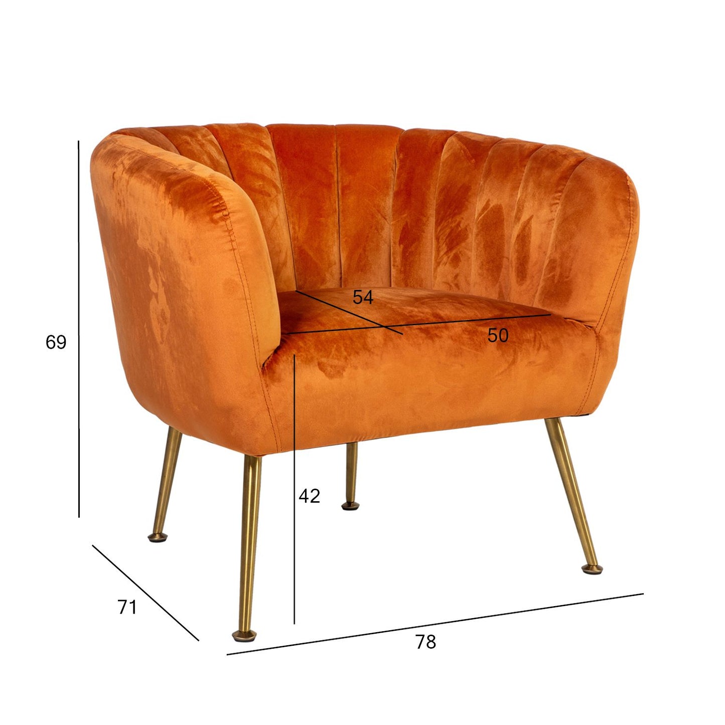 Lounge chair TUCKER 78x71x69cm, ocher 