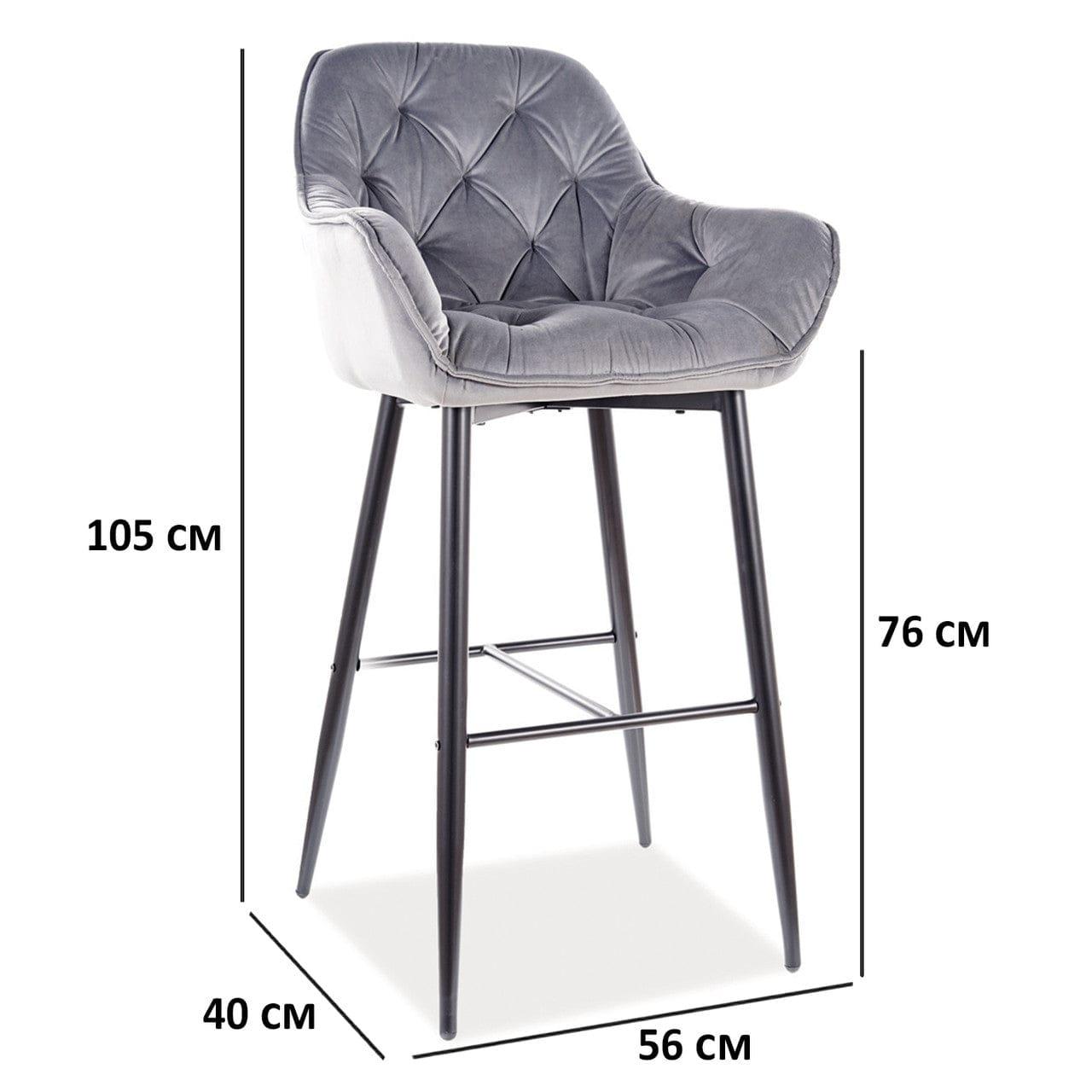 Bāra Krēsls CHERRY H-1 VELVETS MELNS RĀMIS/PELĒKS BLUVEL 14 - Easy Home