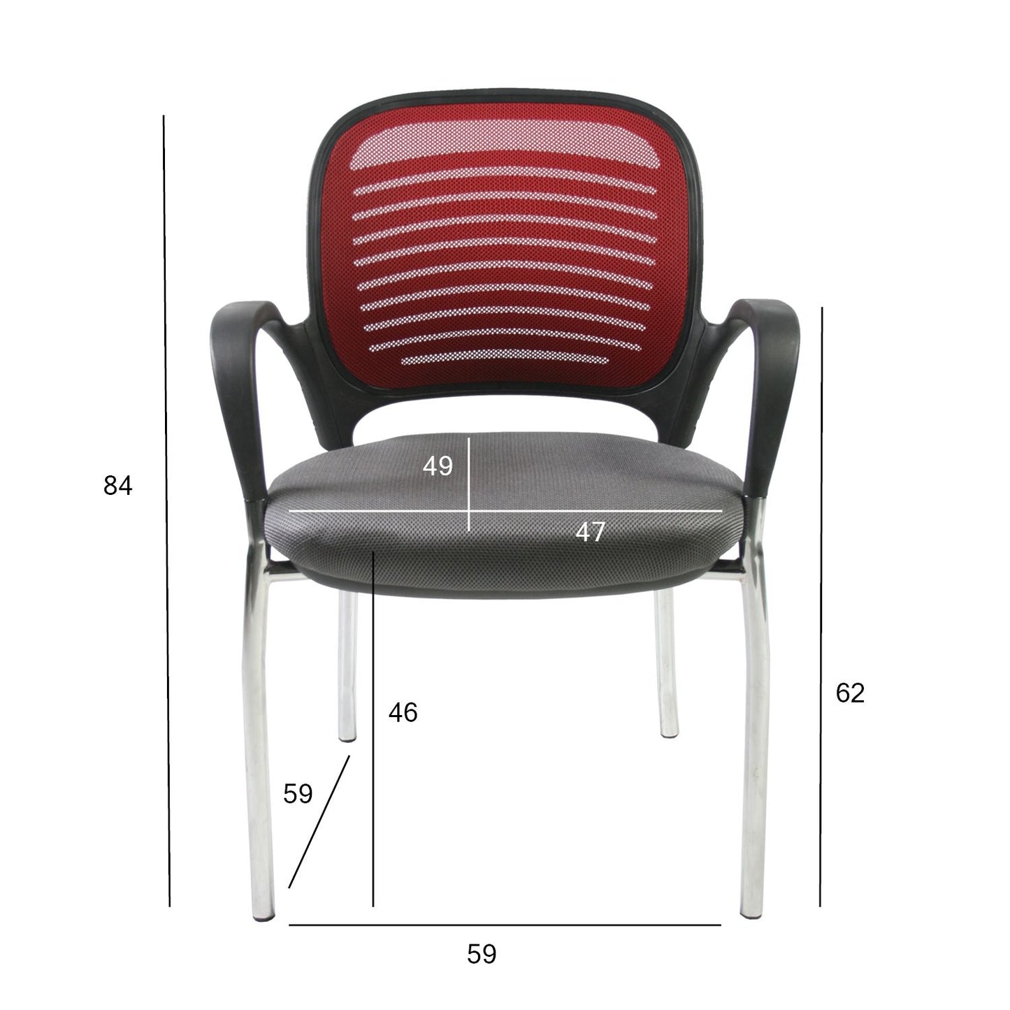 Customer chair TORINO 59x59xH84cm, seat: fabric, color: gray, backrest: mesh, color: burgundy, 