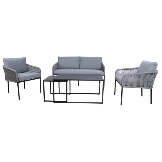 Garden furniture set LEVINE 2 tables, sofa and 2 armchairs / Black 