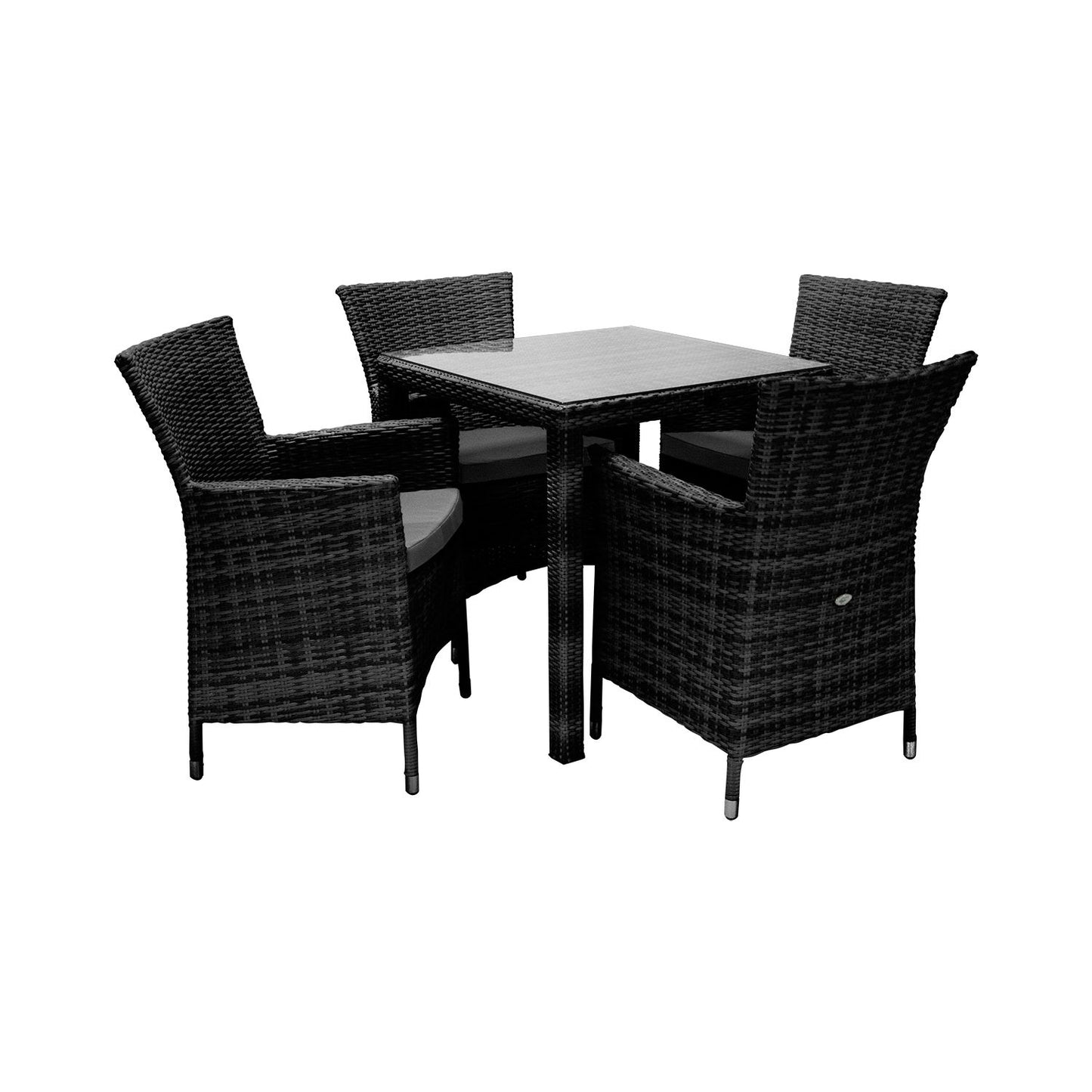 Garden furniture set WICKER table and 4 chairs, black 