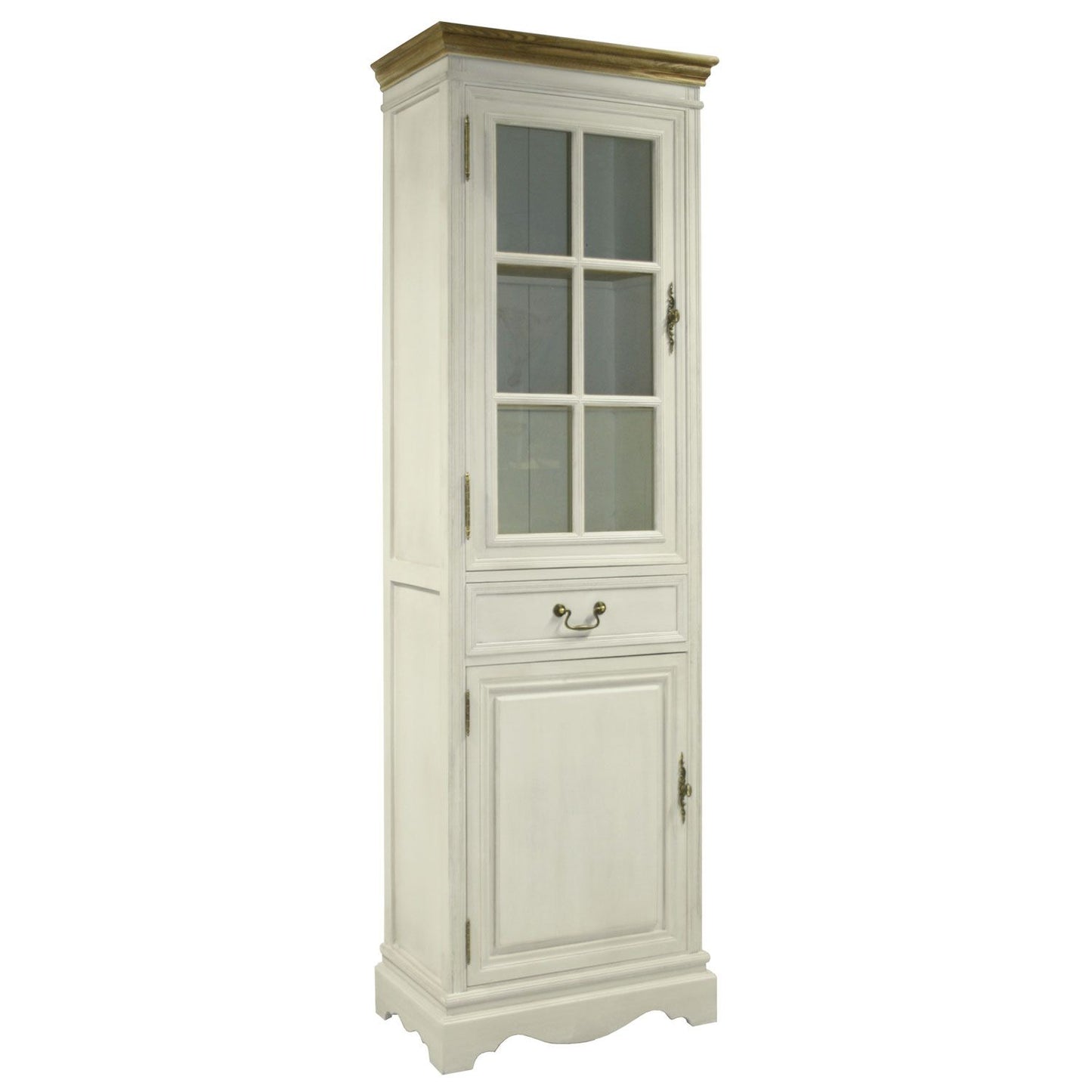 Display cabinet SAMIRA 60x35xH195.5cm, antique white/natural