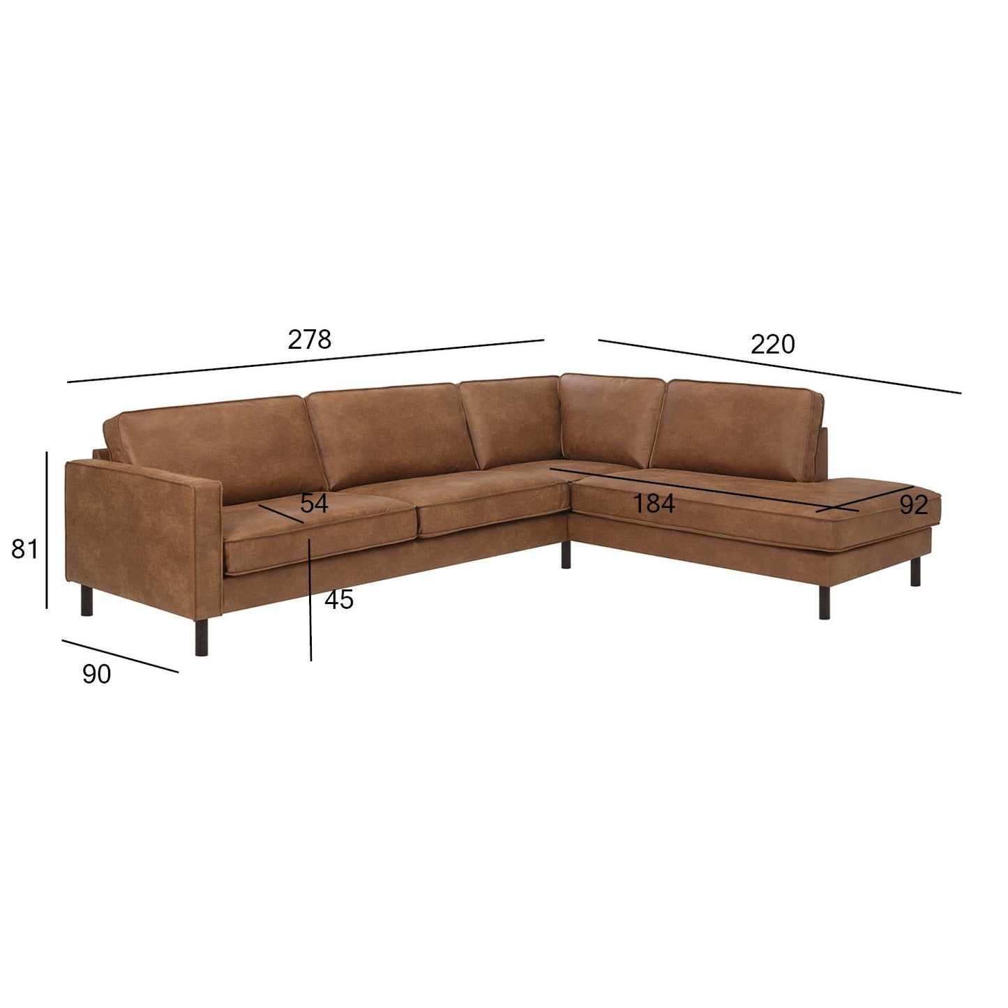 Corner sofa LUCAS RC brown