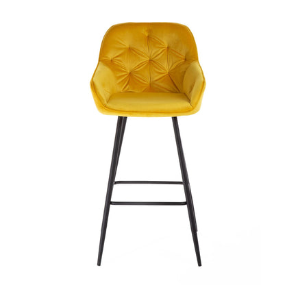 Bar stool BRITA, yellow velvet 