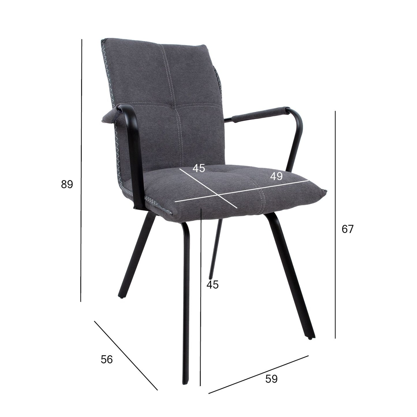 Chair EDDY with armrests, gray 