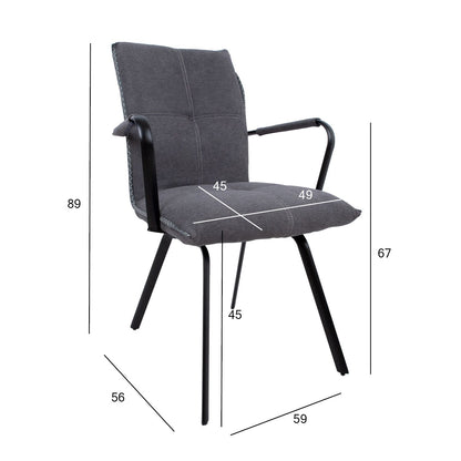 Chair EDDY with armrests, gray 