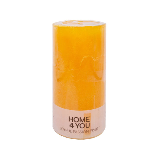 Candle JOYFUL PASSION FRUIT, D6.8xH14cm, dark yellow (fragrance - grenadyl) 