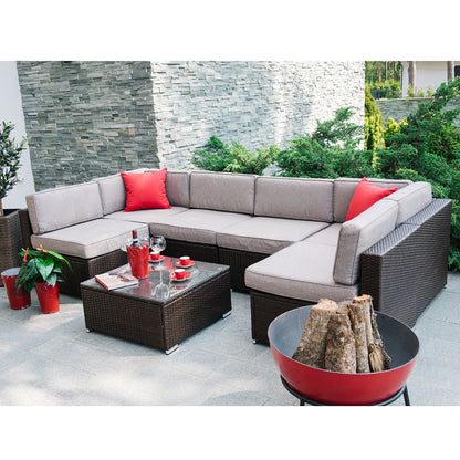 Garden furniture set CLIFF modular sofa, table / Brown 