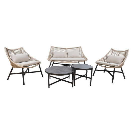 Garden furniture set HELSINKI sofa, 2 chairs and 2 tables / Beige