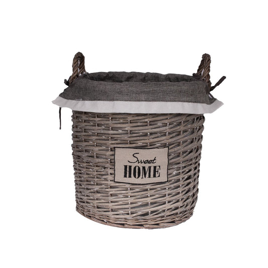 Basket with handles MAX, D33xH32cm, woven, antique gray 