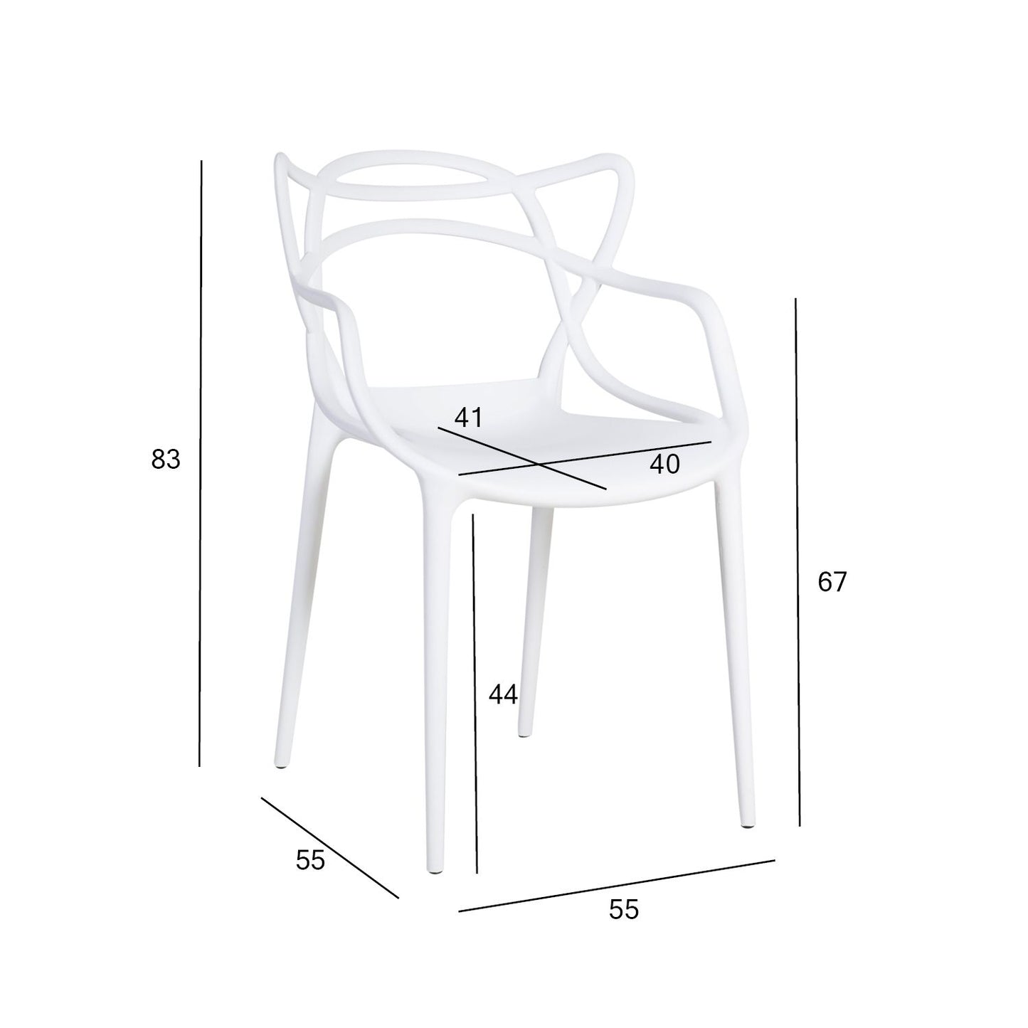 Стул BUTTERFLY 55x55xH83см белый 