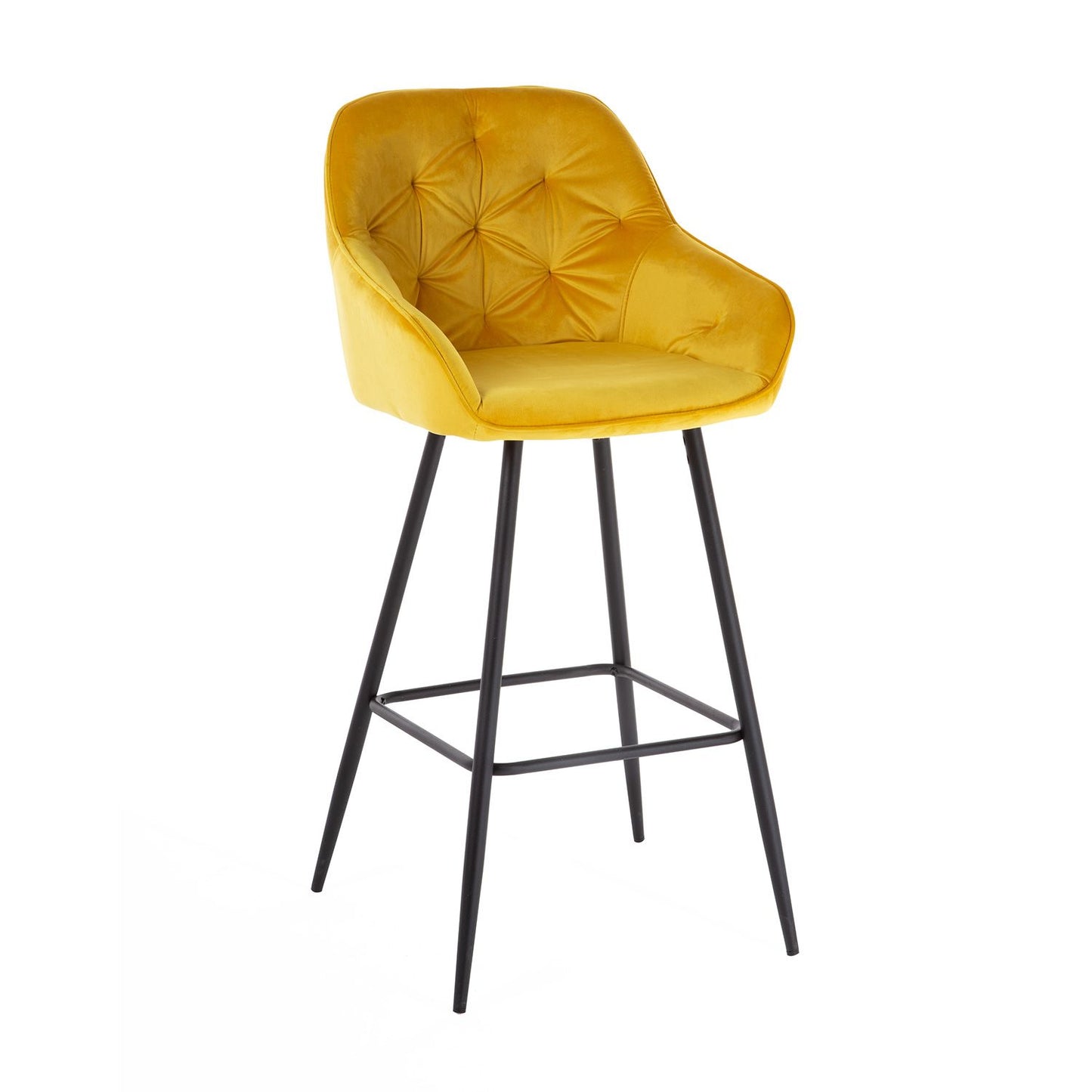 Bar stool BRITA, yellow velvet 