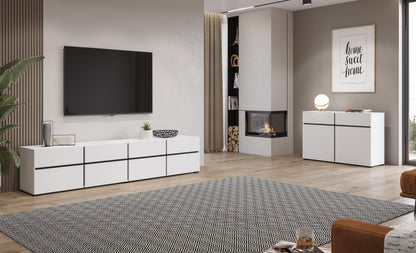 CROSS - TV Galds ar 3 Durvīm un 3 Kastēm / Balts - Easy Home