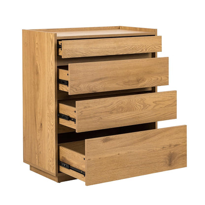 Chest of drawers SACHA 75x40xH89cm, melamine with oak decor