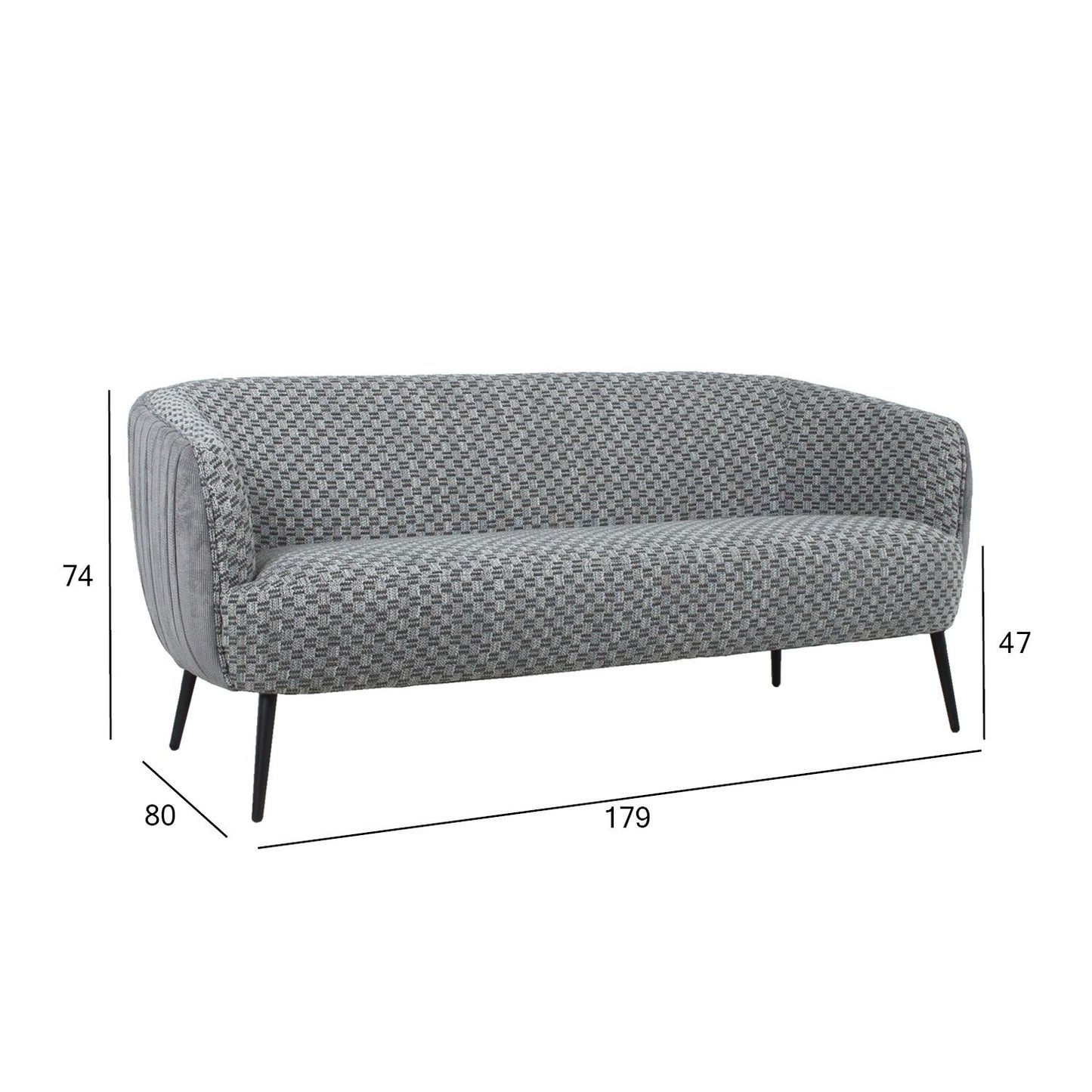 Sofa ACCENT 179x80xH74cm, gray