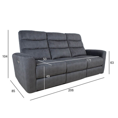 Sofa GASTON 3-seater, with electric mechanism, gray velvet