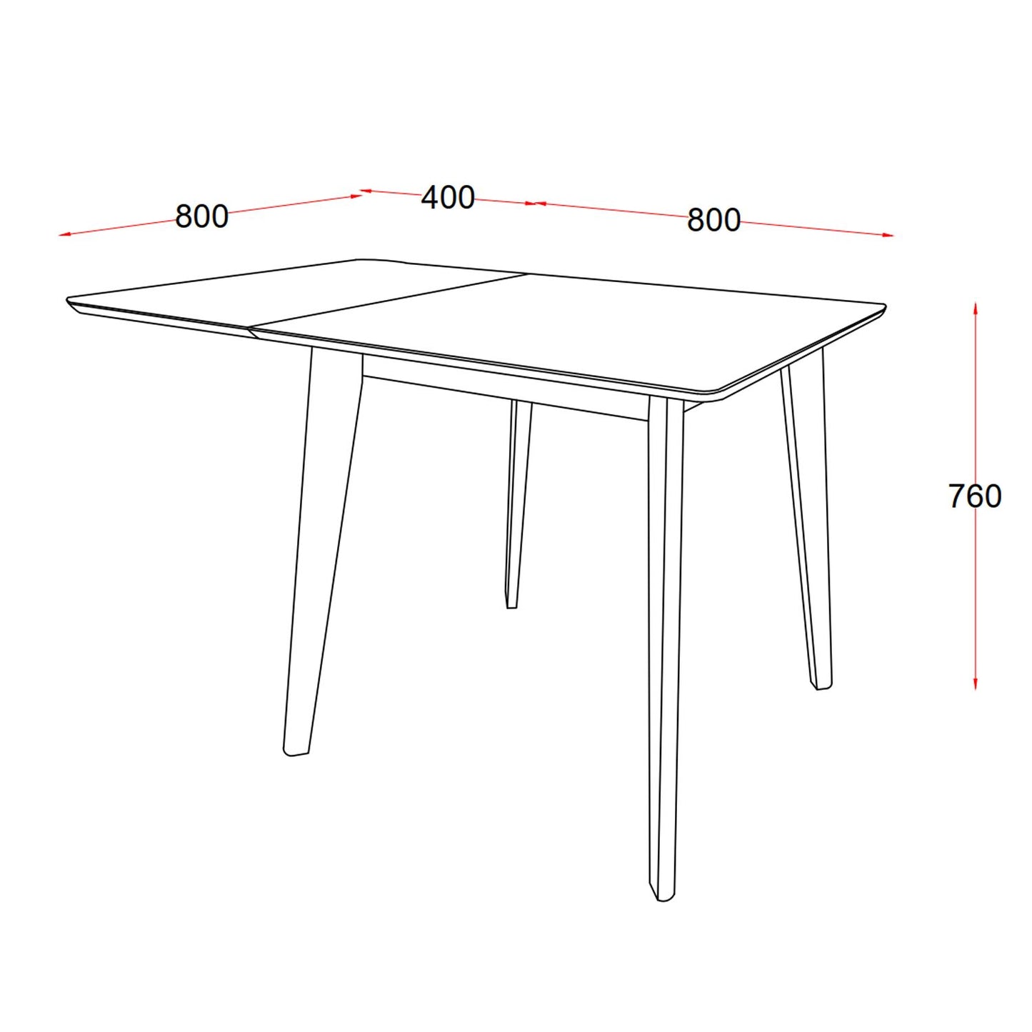 Table ROXBY 80/120x80xH76cm, black