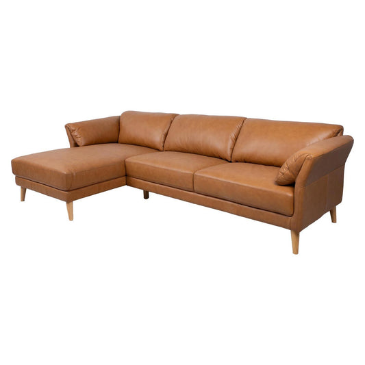 Corner sofa COLLINS KS, cognac brown leather 