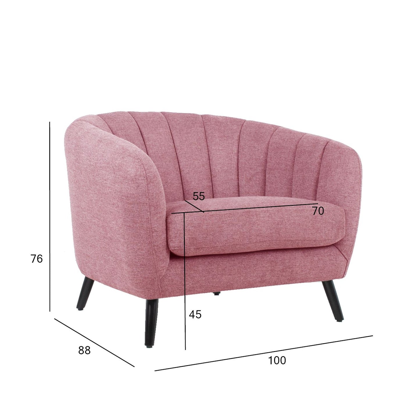 Lounge chair MELODY 100x88xH76cm, pink 