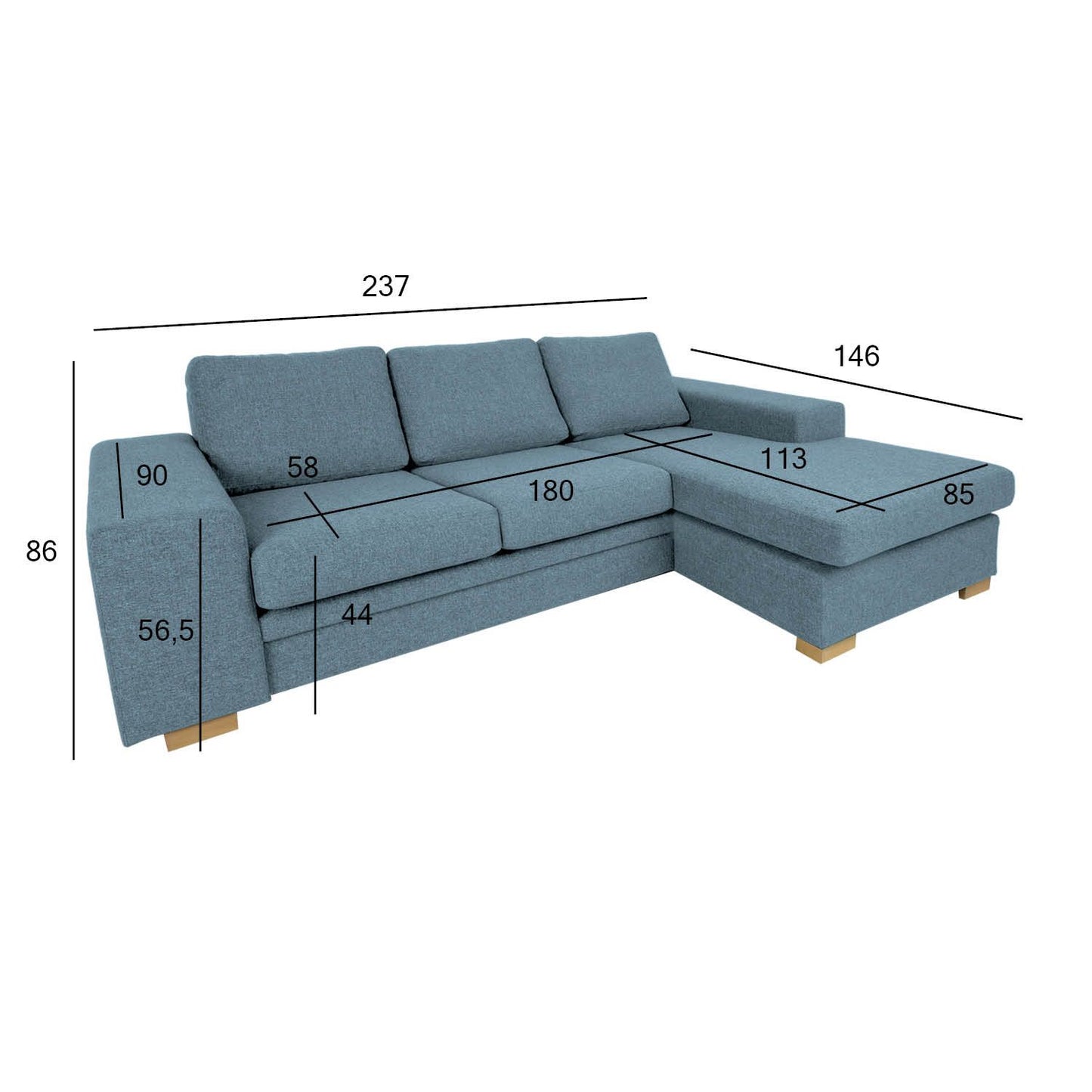 Corner sofa DAGMAR light blue