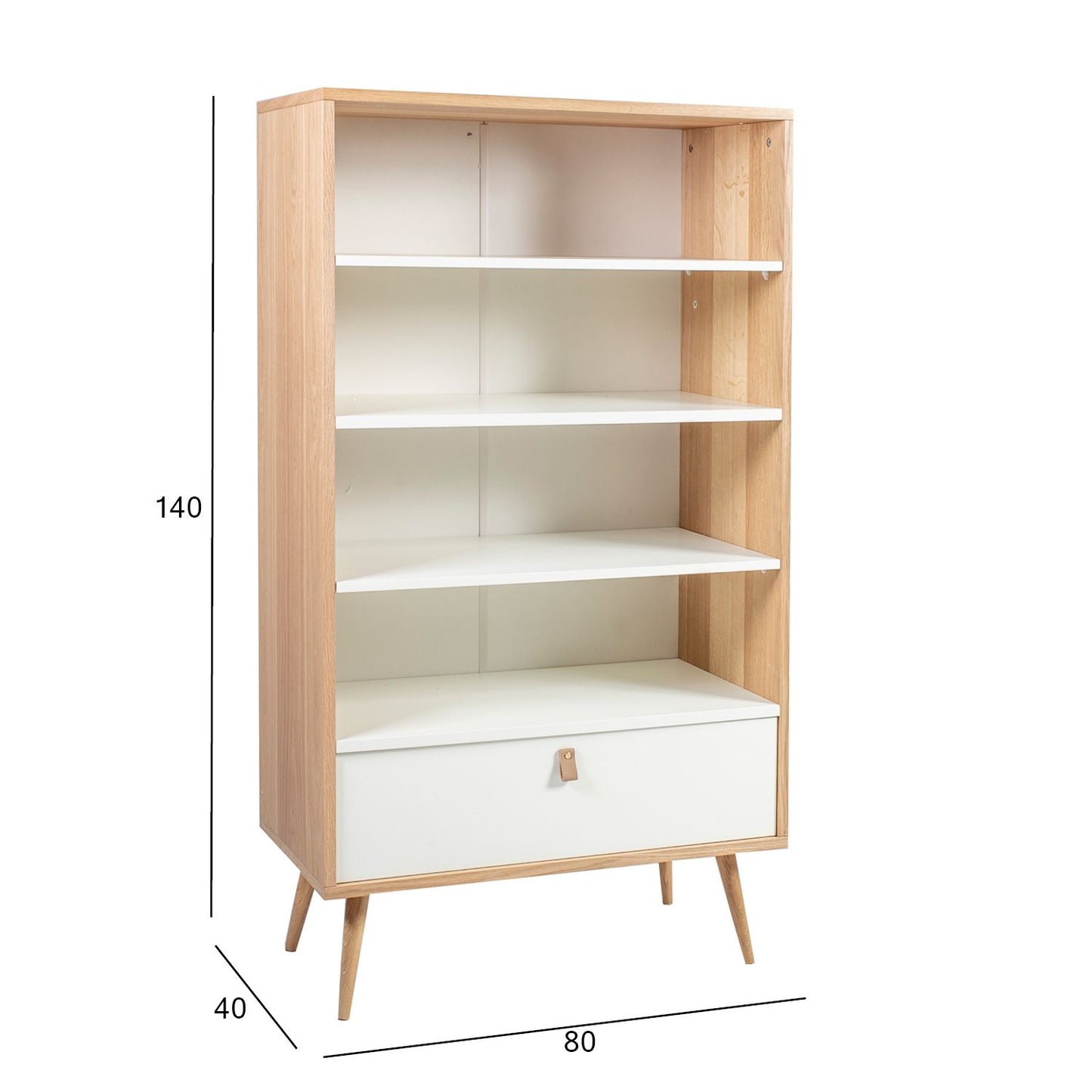 Shelf HELENA WHITE 80x40xH140cm, MDF natural/white