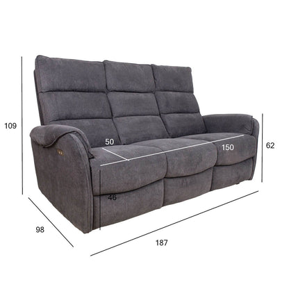 Regliner sofa BOWERS 3-seater, electric, bluish gray