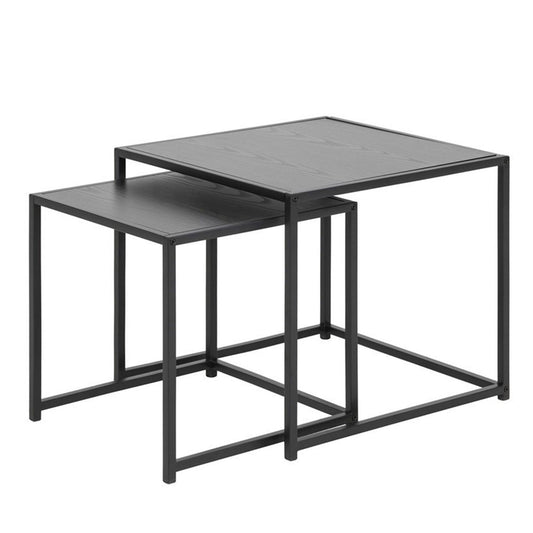 Coffee tables 2 pieces SEAFORD 40x40xH40cm, 50x50xH45cm, black