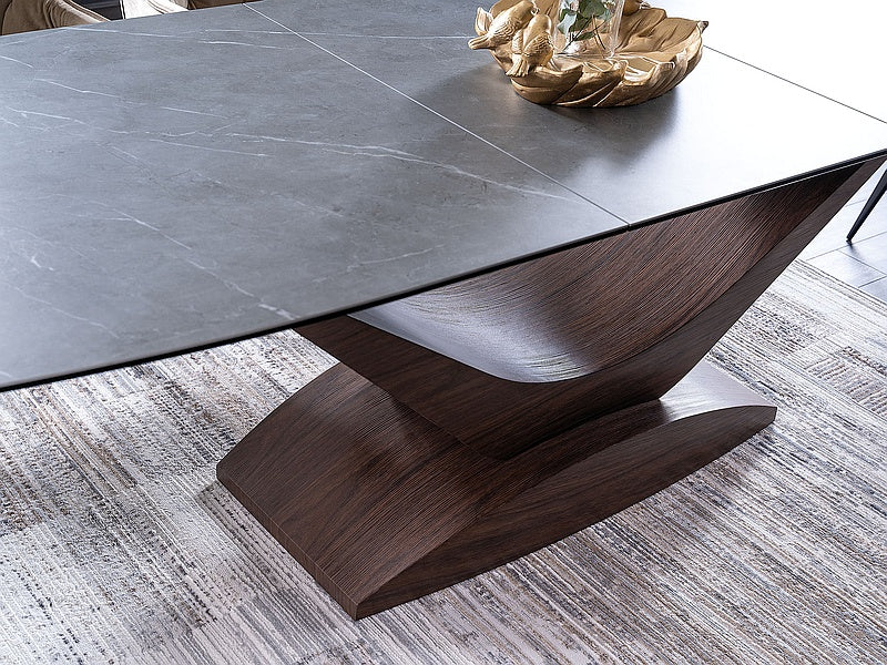 Table DOLCE CERAMIC GRAY MARBLE/WALNUT 180(240)X95