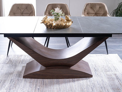 Table DOLCE CERAMIC GRAY MARBLE/WALNUT 180(240)X95