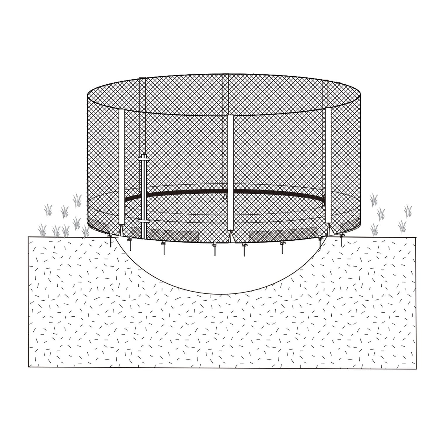 Trampoline on the ground with safety net 426 cm 