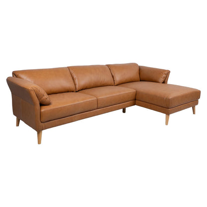 Corner sofa COLLINS LS, cognac brown leather 